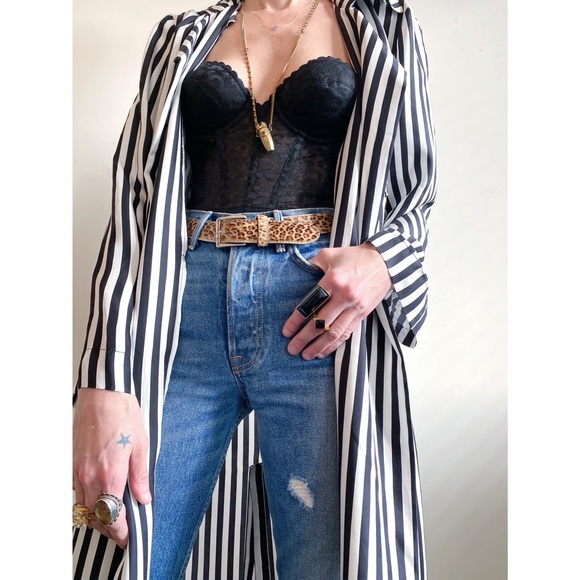 NWOT RtA Karina Striped Silk Trench - Picture 4 of 11